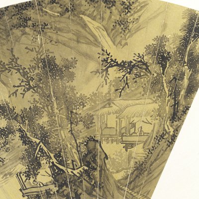 (Detail) Landschaft mit See, Brücke und Fischer von Wen Zhengming